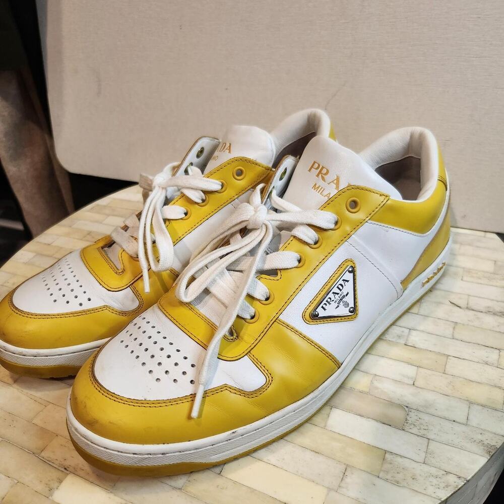 Prada downtown leather sneakers